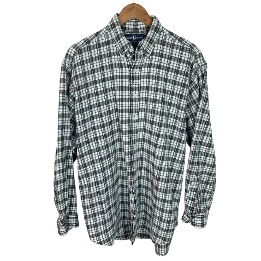 BF388 Men’s Polo Ralph Lauren BLAKE Plaid Flannel Button Down Shirt L